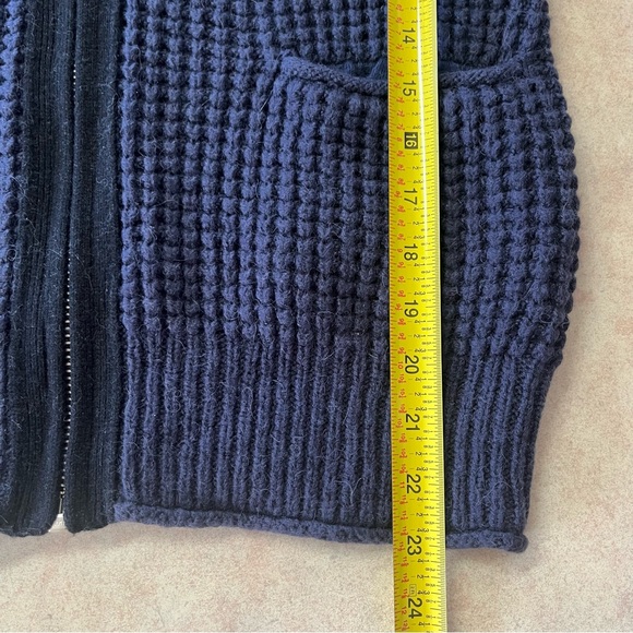 Wilfred Free Navy & Black Wool Chunky Knit Full Zipper Cardigan - Picture 9 of 9